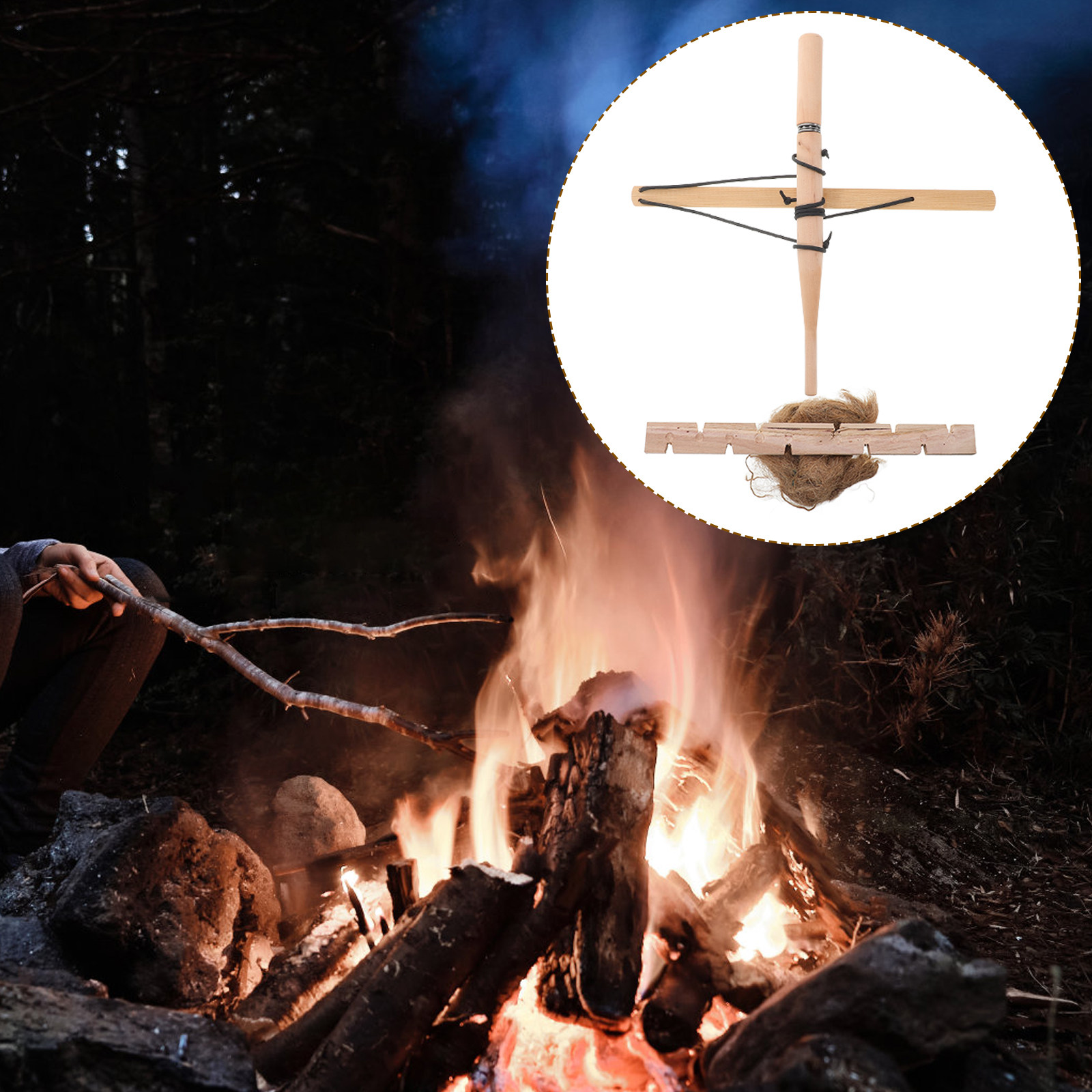 Outdoor Camping Toys - Alat Pemantik Api Primitif, Bor Busur,