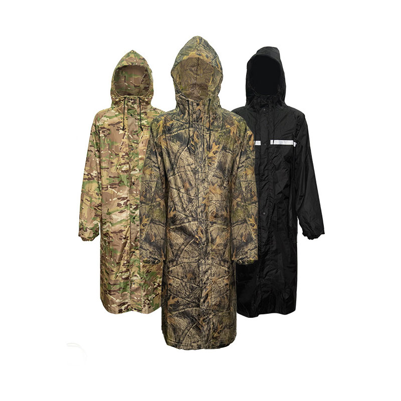 Camping Rain Poncho - Jas hujan panjang kamuflase untuk pria,