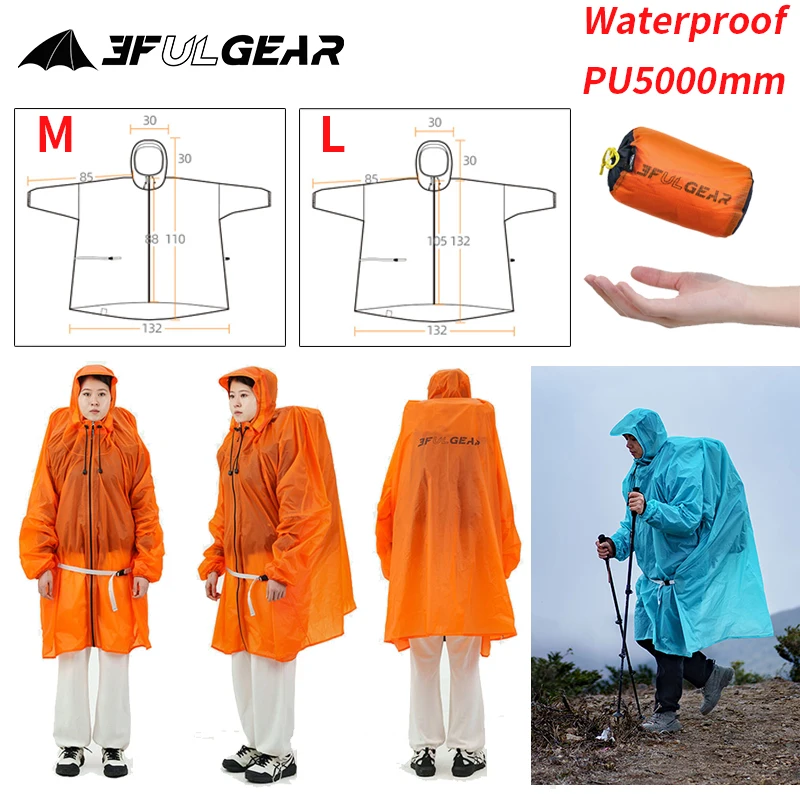 Camping Rain Poncho - Jas Hujan Ritsleting UL GEAR 3F