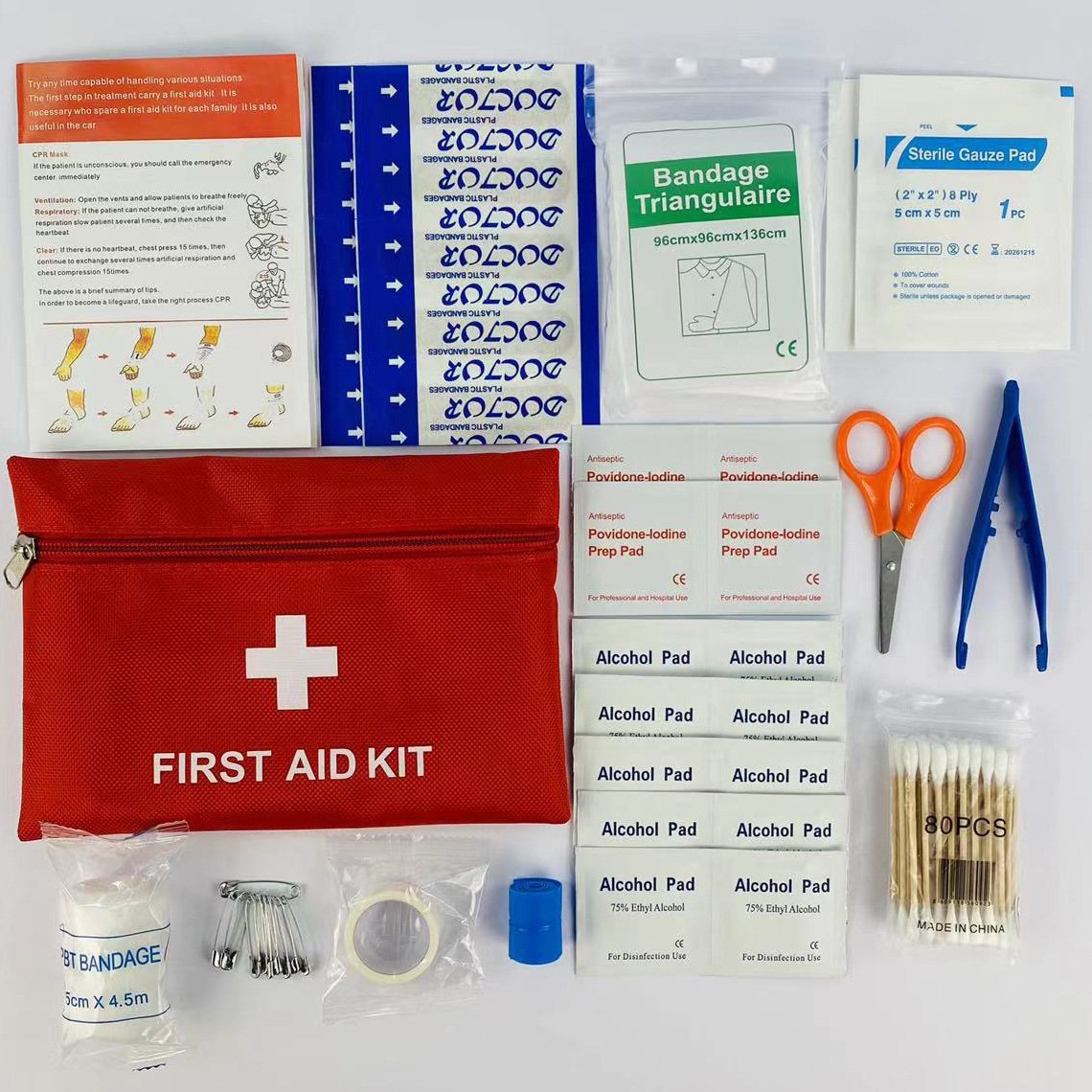 First Aid Kit Camping - 14pcs Kotak P3K Trauma Kit dengan