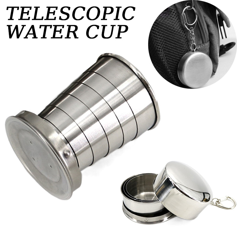Outdoor Camping Utensils - Cangkir Lipat Baja Tahan Karat Portabel