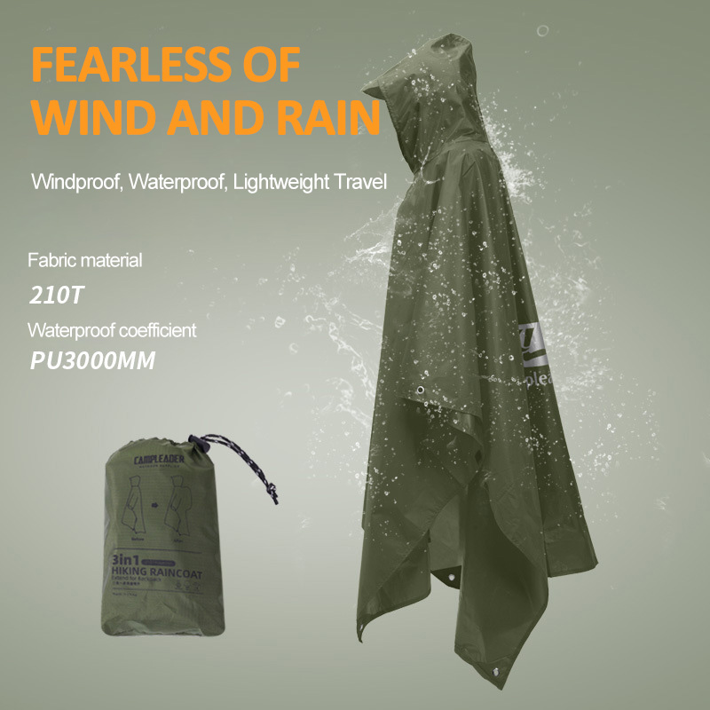 Jas hujan luar ruangan 3 dalam - Camping Rain Poncho ulasan dan harga