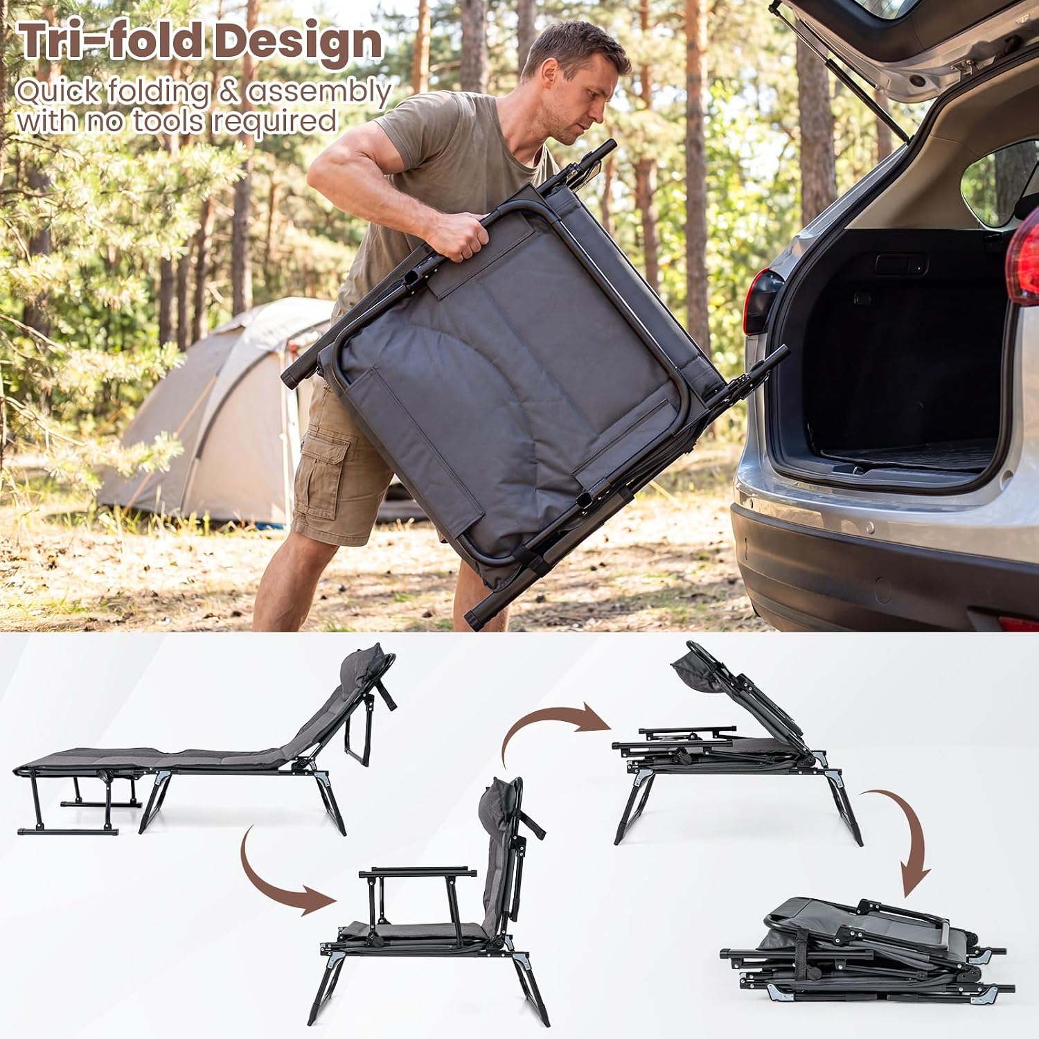 Set Kursi Santai Lipat untuk T - Outdoor Camping Recliner Chairs ulasan dan harga