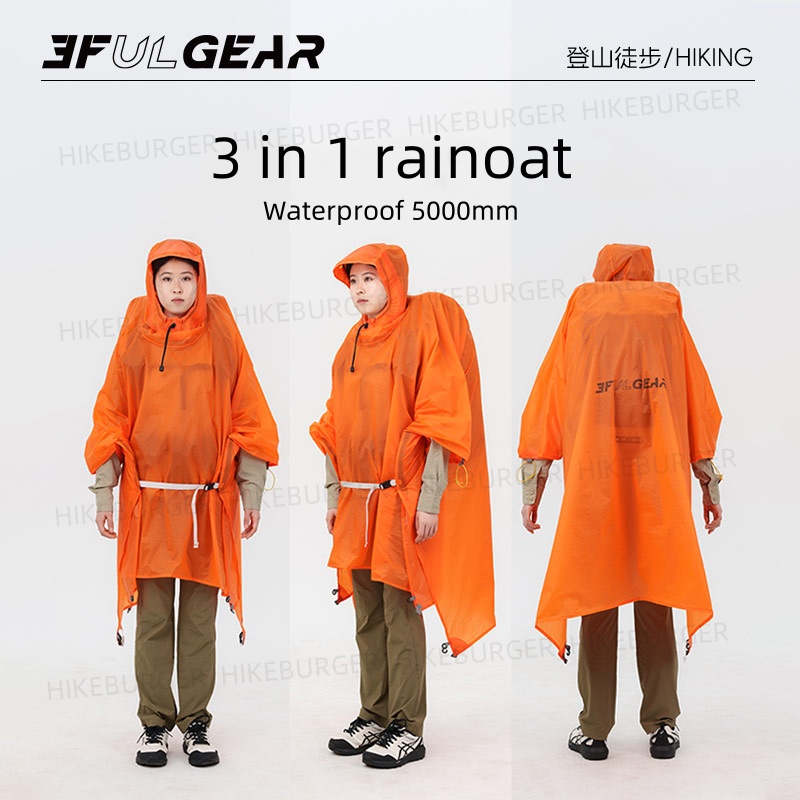 3F UL GEAR 3 Dalam 1 Ponco Huj - Camping Rain Poncho ulasan dan harga